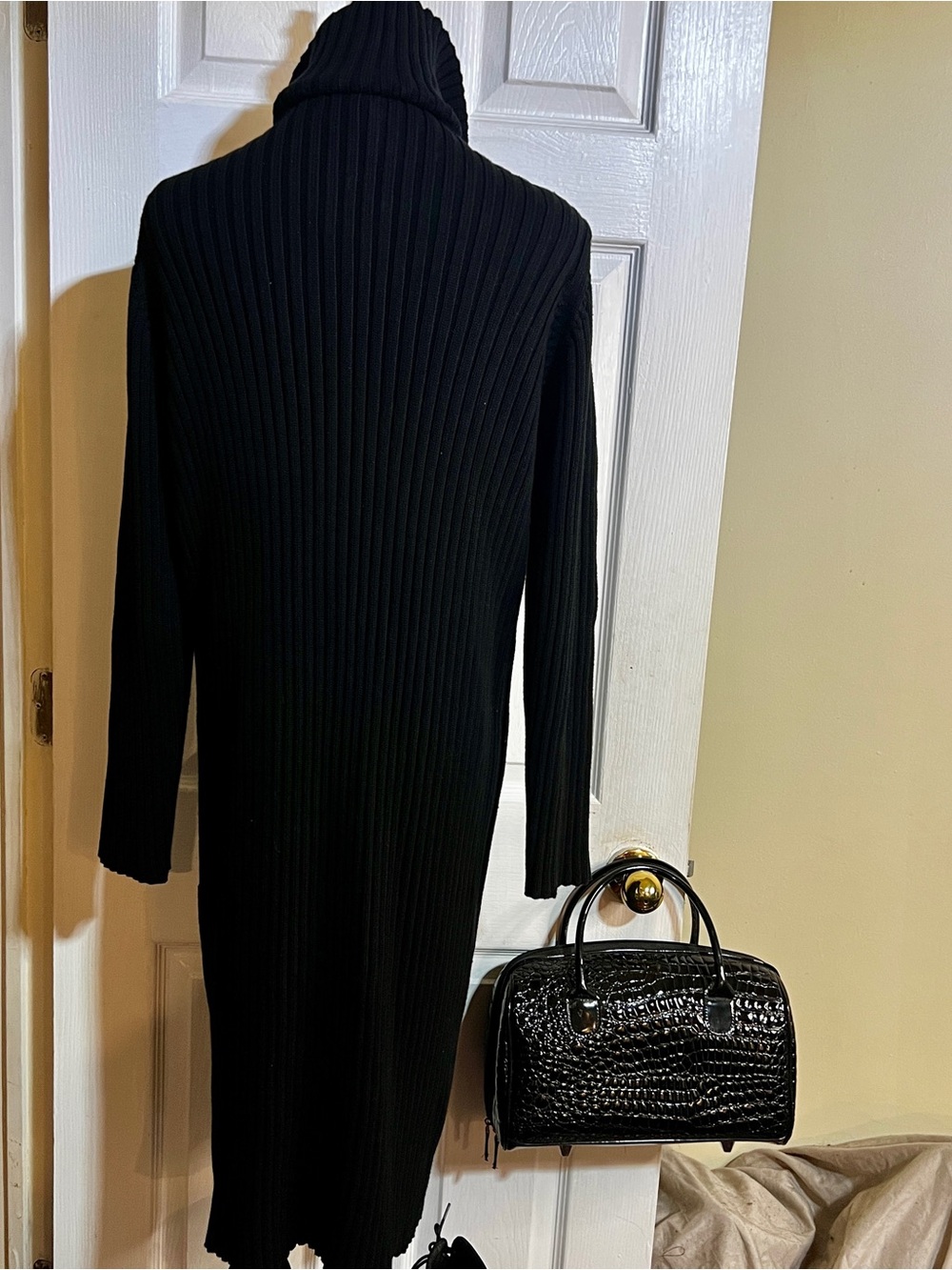 Jones Wear Vtg Wms Cotton Chunky Ribbed Knit High Neck Button Midi Cardigan M - Picture 5 of 11